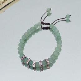 Strand Lii Ji Real Stone Green Bracelet Aventurine Pink Zircon Friendship 16-22cm