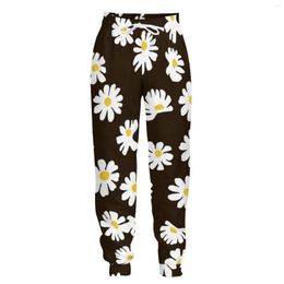 Men's Pants Jumeast 3D Jogger Casual Sweatpants Baggy Mens White Daisy Print Pattern Straight For Men Tracksuit Trousers