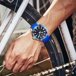 Wristwatches SINOBI Stainless Steel Men's Sports Watches Silicone Waterproof Men Military Watch Quartz Relogio Masculino