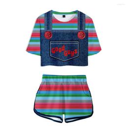 Men's T Shirts Mens T-shirts The Evil Good Guys Toy Two Piece Set Halloween Chucky Print Crop Top Shorts Women Tracksuit 2 Outfits Summ