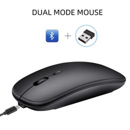 Ultra-thin Bluetooth Wireless Mouse Rechargeable Tablet Notebook Office Dual Mode Bluetooth and 2.4G Mice Silent