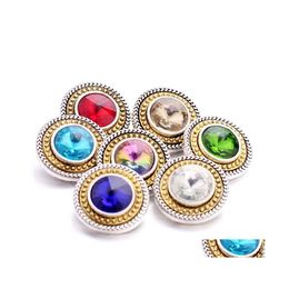 Charms Rhinestone Painting Gold Sier Snap Button Heart Jewelry Findings 18Mm Metal Snaps Buttons Diy Bracelet Jewellery Wholesale Dr Dhqwm