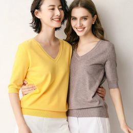 Women's T Shirts Knit Loose Women's Shirt Spring Summer Cashmere Sweater Cotton Plus Size T-shirts Tops Casual Ladies