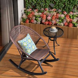 Camp Furniture Nordic Rattan Weaving Balcony Floor Type Rocking Chair Leisure Time Lazy Man Outdoor Chairs Designer Creativity Chaise Lounge