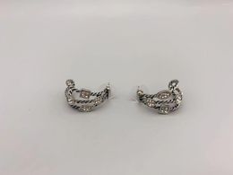 Hoop Earrings Le Han Jewellery Shrimp 3 Row Silver With Clear Cubic Zirconia 25MM