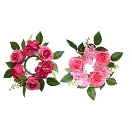 Christmas Decorations 20cm Candle Ring Wreaths Farmhouse Centerpieces Thanksgiving Easter Flower Garland Door Artificial Floral