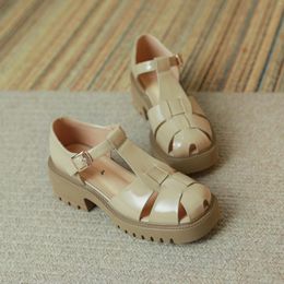 Dress Shoes Ranbetty Gladiator Sandals Split Leather Roman Style Flats Cover Toe Hight Heel Summer Beach Ladies For Women