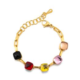 Charm Bracelets Design Combination Beautiful Glass Stone Fashion Bracelet Women Gold Stainless Steel Bangle For Jewellery