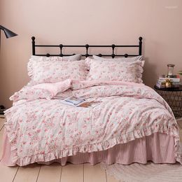 Bedding Sets Pastoral Style Ruffles Skirt-style Set Fresh Floral Princess Pure Cotton Ropa De Cama Couvre Lit Duvet Cover