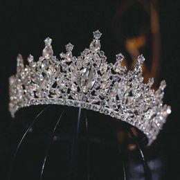 Tiaras Luxury Big Rhinestone Geometric Bridal Tiaras Crown Baroque Crystal Pageant Prom Diadem Bride Headbands Wedding Hair Accessories Z0220