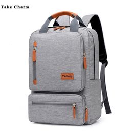 Waist Bags Casual Business Men Computer Backpack Light 15 inch Laptop Bag Waterproof Oxford cloth Lady Antitheft Travel Gray 230220