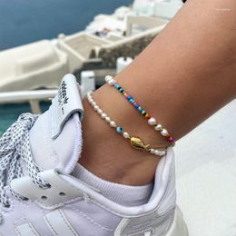 Anklets 2023 Women Bohemian Gold Fish Colourful Beads Splicing Ankle Women's Sexy Beach Abs Pearl Jewerly