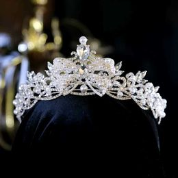 Tiaras 2022 new baroque bride crown tiara bow birthday crown European vintage wedding dress Jewellery Z0220