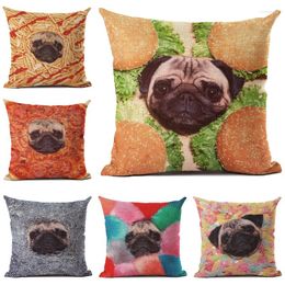 Pillow Cover Funny Pugs Printed Linen Pug Accessories Decor Throw Pillows Sofa Home Decoration Pillowcase 45x45cm