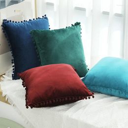 Pillow Short Plush Velvet Shams Covers With Decorative Ball High Quality Living Room Sofa Car Seat Square Pillowcase