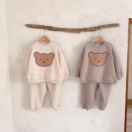 Clothing Sets 8898 Baby Set Infant Cartoon Bear Suit Autumn Winter 2023 Boy's Casual 2 Piece Sweatershirt Pant 0-3Year Girl