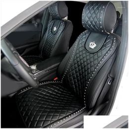 Car Seat Covers Pu Leather Er Crown Rivets Cushion Interior Accessories Size Front Seats Ers Styling1 Drop Delivery Mobiles Motorcycl Dhxee