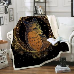 Blankets Golden Sherpa Throw Blanket Animal Stars Bedspread Paisley Leaves Flower Velvet Plush Bed