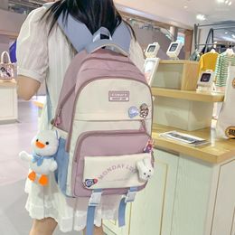 School Bags Color Matching Teenage Girls Student Backpacks Waterproof Women Laptop Backpack Large Capacity Female Travel Bag Cute Schoolbag