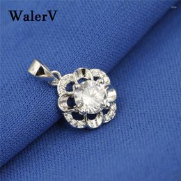 Charms WALERV Charm Flowered Shape Pendant Stamps Fashion Jewelry Accessories White Zircon Personality Set Women