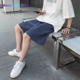 Men's Shorts Men's Shorts pleated slik shorts men's loose Korean Style versatile Capris summer pants solid color casual knee length trend 022023H