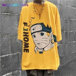 Men's T-Shirts Men's Anime Short Sleeve T-shirt Male Female Students Oversize Five-point Sleeve Hong Kong Style Printed Top Shirts 022023H