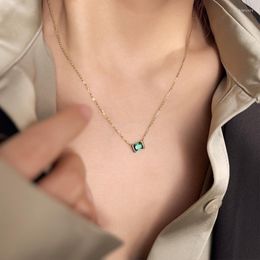 Choker Elegant Green Zircon Clavicle Chain Necklace For Women Shiny Crystal Pendant Vintage Party Wedding Jewellery Gift