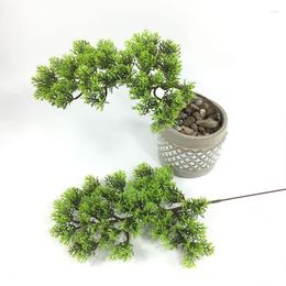 Decorative Flowers 1pc 35cm Artificial Pine Branch Simulation Cypress Plant Bonsai Home Office Room Garden Decoration Plastic Leaves