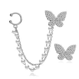 Baumelnde Ohrringe, Kronleuchter, Schmetterlingskette, Tropfen für Frauen und Mädchen, trendige Mode, Perlenschmuck, Geschenke