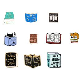 Creative Cute Book Brooches Pin for Men Women Kids Book Lovers Enamel Brooch Collar Jewellery Iterature Jewellry Librarian Teacher Gift