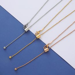 Chains Fnixtar 10Pcs Adjustable Stainless Steel Box Chain Slider Necklace Making With Stopper Beads DIY Jewellery Handmade Accessories