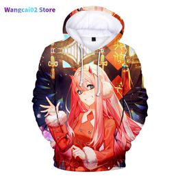 Men's Hoodies Sweatshirts The most popular DARLING in FRANXX 3D hoodie fashionable anime zero two hoodie sweatshirt cute boy girl clothes unisex pullover 022023H