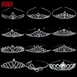 Tiaras AINAMEISI New Princess Tiaras and Crowns Headband Kid Girls Bridal Prom Crown Wedding Party Accessiories Fashion Hair Jewelry Z0220