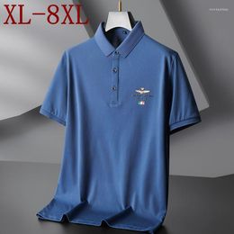 Men's Polos 8XL 7XL 6XL 2023 Summer Fashion Printed Polo Shirt Men Clothing Short Sleeve Loose Mens Shirts High End Casual Homme