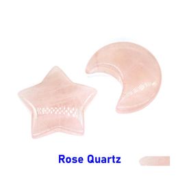 Stone Rose Quartz Moon And Star Shaped Statues Natural Crystal Mascot Meditation Healing Reiki Gemstone Gift Room Deco Luckyhat Drop Dhelb