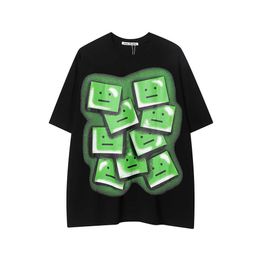 Men's T-Shirts Green Ice Print Black Color Y2K Summer Tshirts Men's Short Sleeve Oversized Cotton Top Tees Unisex Crew Neck Loose Casual Tank Z0220