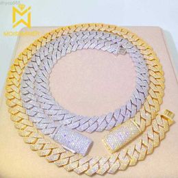 Hotsale Chains 15mm Moissanite Square Cuban Link Chain Necklaces 100% Diamonds S925 Silver Choker for Women Men Pass with Gra Free Ship chains Chains