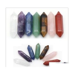 Stone 7Pcs/Set Reiki Natural Hexagon Prism Rock Quartz Yoga Meditation Energy Bead For Chakra Healing Decoration Drop Delivery Jewelr Dhfcl