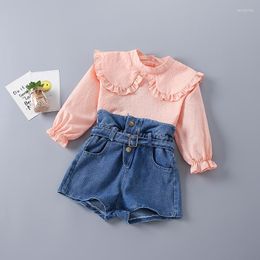 Clothing Sets 2-7 Years High Quality Spring Girl Set 2023 Fashion Casual Cute Shirt Short Jeans Kid Children Girls