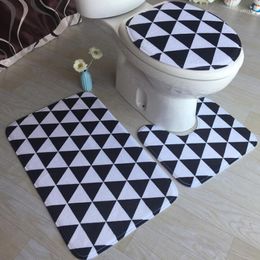 Toilet Seat Covers 3Pcs/Set 3D Flannel Diamond Non Slip Cover WC Lid Bathroom Pad Floor Mat Rug Carpet Vloerkleed ZCL514Y