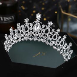 Tiaras New Silver Colour Crystal Diadems For Women Wedding Tiaras Crowns Rhinestone Hair Ornaments Headpiece Bridal Fashion Jewellery Z0220