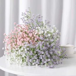 Decorative Flowers Wreaths Artificial Flower Plastic Baby Breath Flower Gypsophila Fake Silicone Plant Wedding Flower Home Hotel Party Decoration 6 Colors