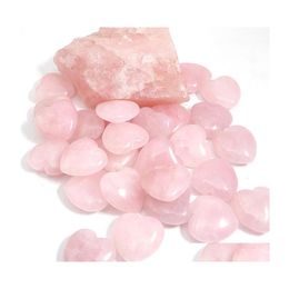 Stone 25Mm Love Heart Rose Quartz Charms Reiki Healing Gemstone For Jewelry Making Accessorie Luckyhat Drop Delivery Dhsol