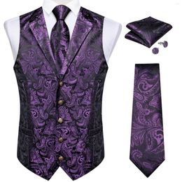 Men's Vests Luxury Silk Suit Vest For Men Wedding Dress Up Formal Mens Waistcoat Neck Tie Handkerchief Cufflinks Fashion Gilet Clothing
