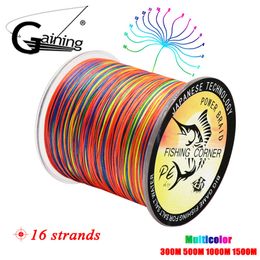 Braid Line 16 Strands PE Braid 300M500M1000M1500M Braided Fishing Line Multicolor Super Power Japan Multifilament SaltwaterFreshwater 230220