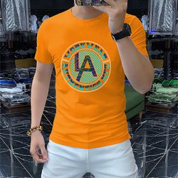 T-shirt Men's Popular Luxury Cotton Tees Summer New Youth Fashion Brand Man Clothing Round Neck Bright Colors Tops M-4XL