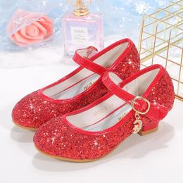 Flat Shoes 2023 Korean Children's Princess Girls Sequins Net Celebrity Single Student Performance For Party