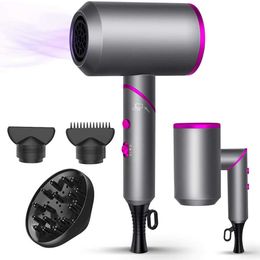 Electric Hair Dryer Portable Ionic Hair Dryer 2000W Professional Hair Dryer Fast Drying Foldble Blow Dryer with 3 Nozzles HomeSalon Hair Blower J230220