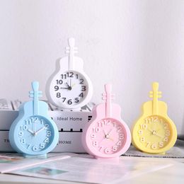 Clocks Accessories Other & Creative 3D Violin Desk Desktop For Children Room Music Small Alarm Clock Table Watch Bedside House Decoration Ba