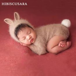 Caps Hats Wollen Knitting Infant Baby Clothing Rompers Cute Bunny born Po Costumes Outfits Jumpsuit Hat 2pcs Sets Rabbit 230220